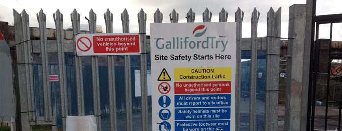 Galliford Try construction site notice