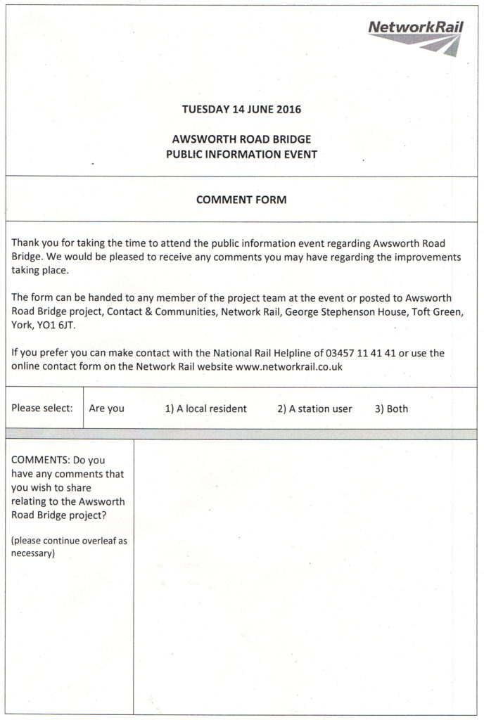 network rail feedback form