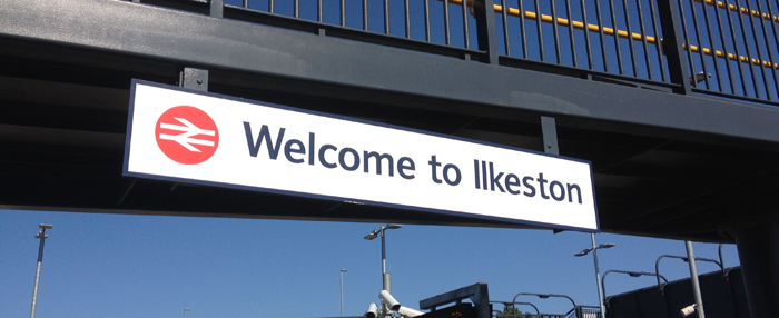 Welcome to Ilkeston railway station sign